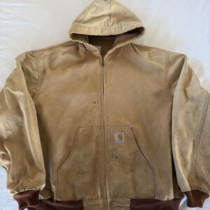 Carhartt J03 Duck Active Jacket Brown Hooded Men’s 2XL USA